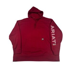 Ariat Rebar Hoodie Men XXL Red Skull Hardhat Construction Workwear 2XL Graphic